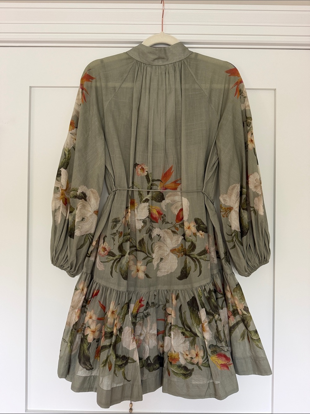 Zimmermann Boho Floral Dress in Sage Green - Picture 8 of 12